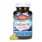 Carlson Cod Liver Oil Gems, Super 1000 mg, 250 mg Omega-3s, 100 Softgels | 400 IU (10 mcg) Vitamin D3; Wild Caught Norwegian Arctic Cod Liver Oil; Nordic Fish Oil Capsules