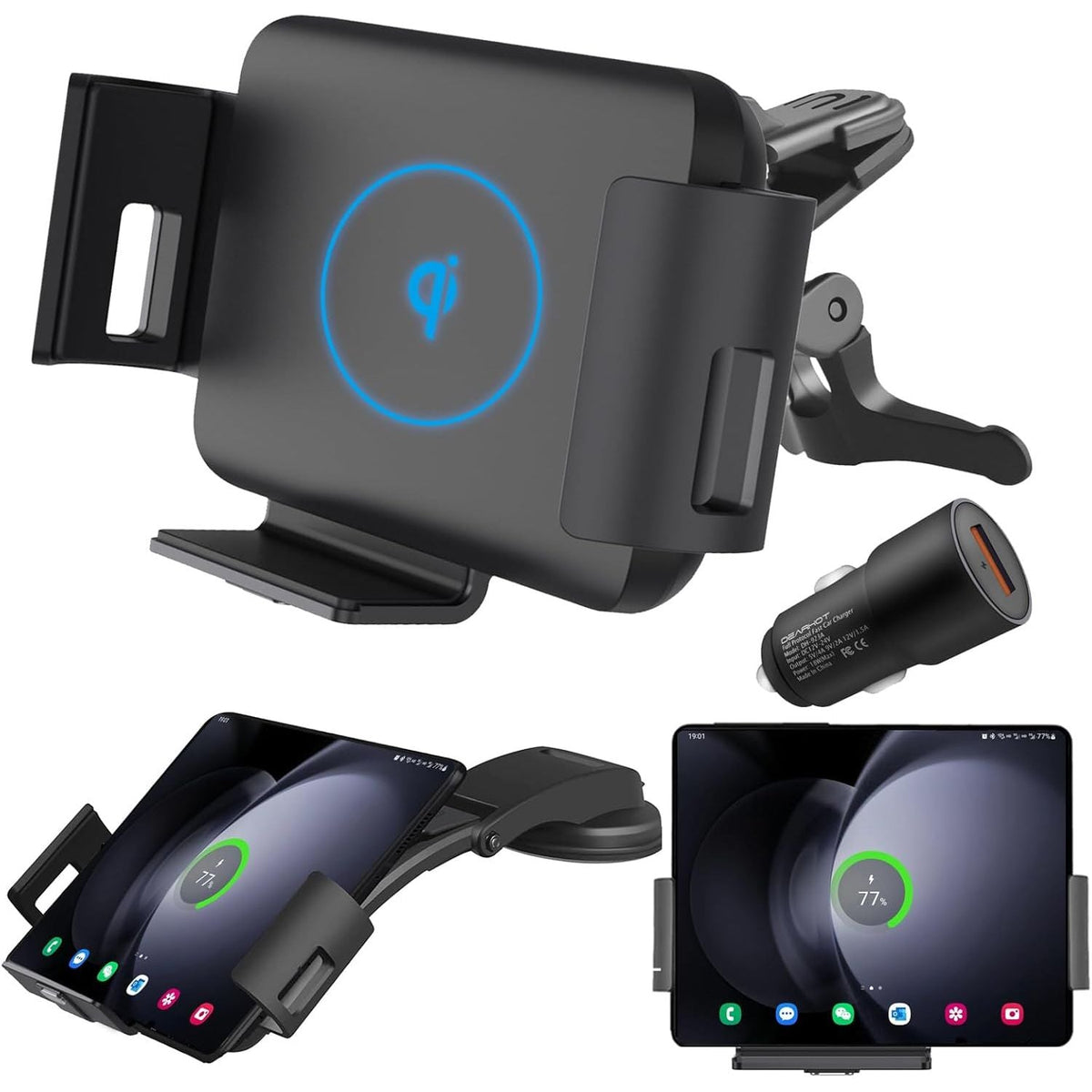 Shop the 15W Qi Wireless Car Charger Mount, perfect for easy charging on-the-go. Available now in India, order online today!