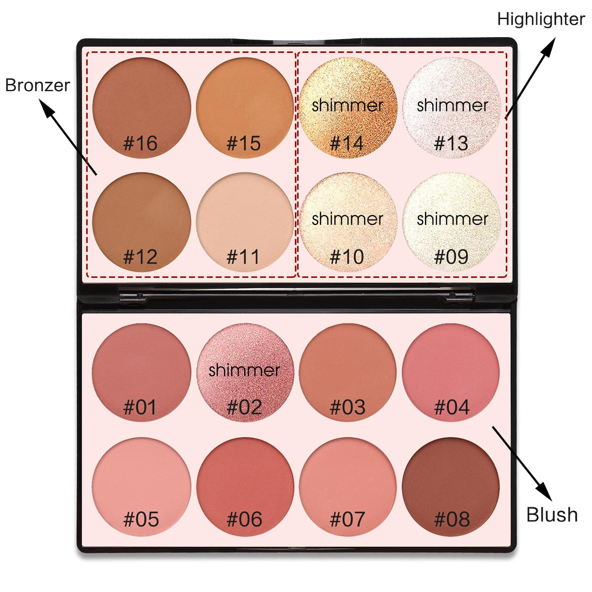 Explore our 16 Color Contour Palette, featuring bronzers, blushes, and highlighters. Available in India, order online now!