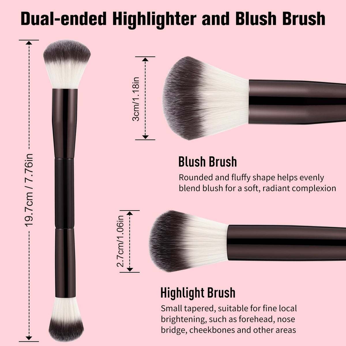 Official dual-ended highlighter and blush brush for flawless application. Ideal for a radiant complexion and precise highlighting.