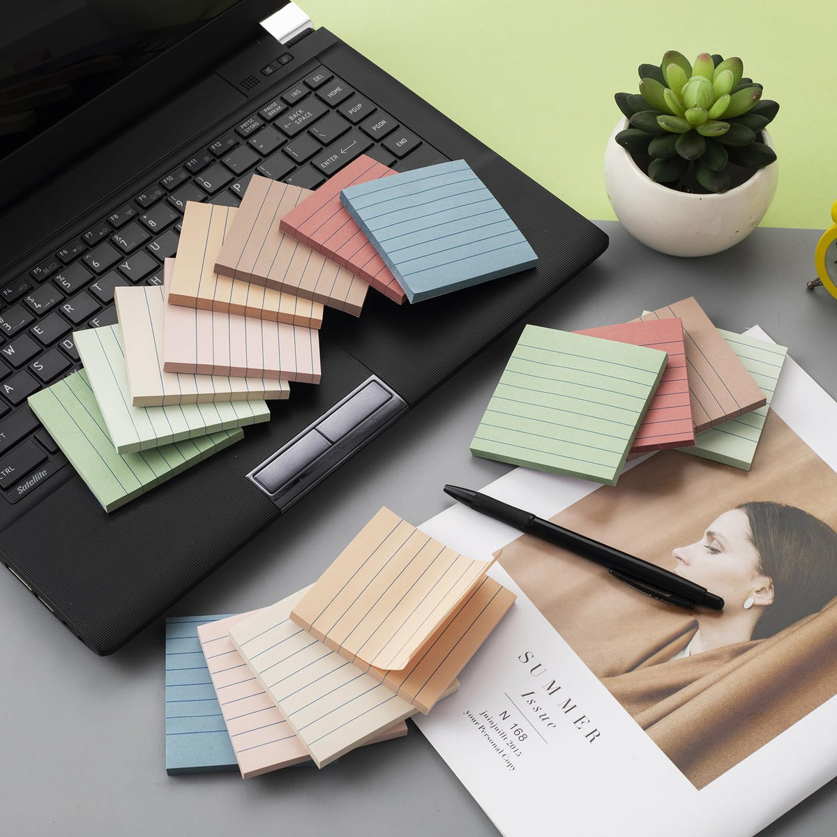 Discover Lined Sticky Notes in vintage colors, exclusively curated by Curat Cart, perfect for adding style to your workspace.