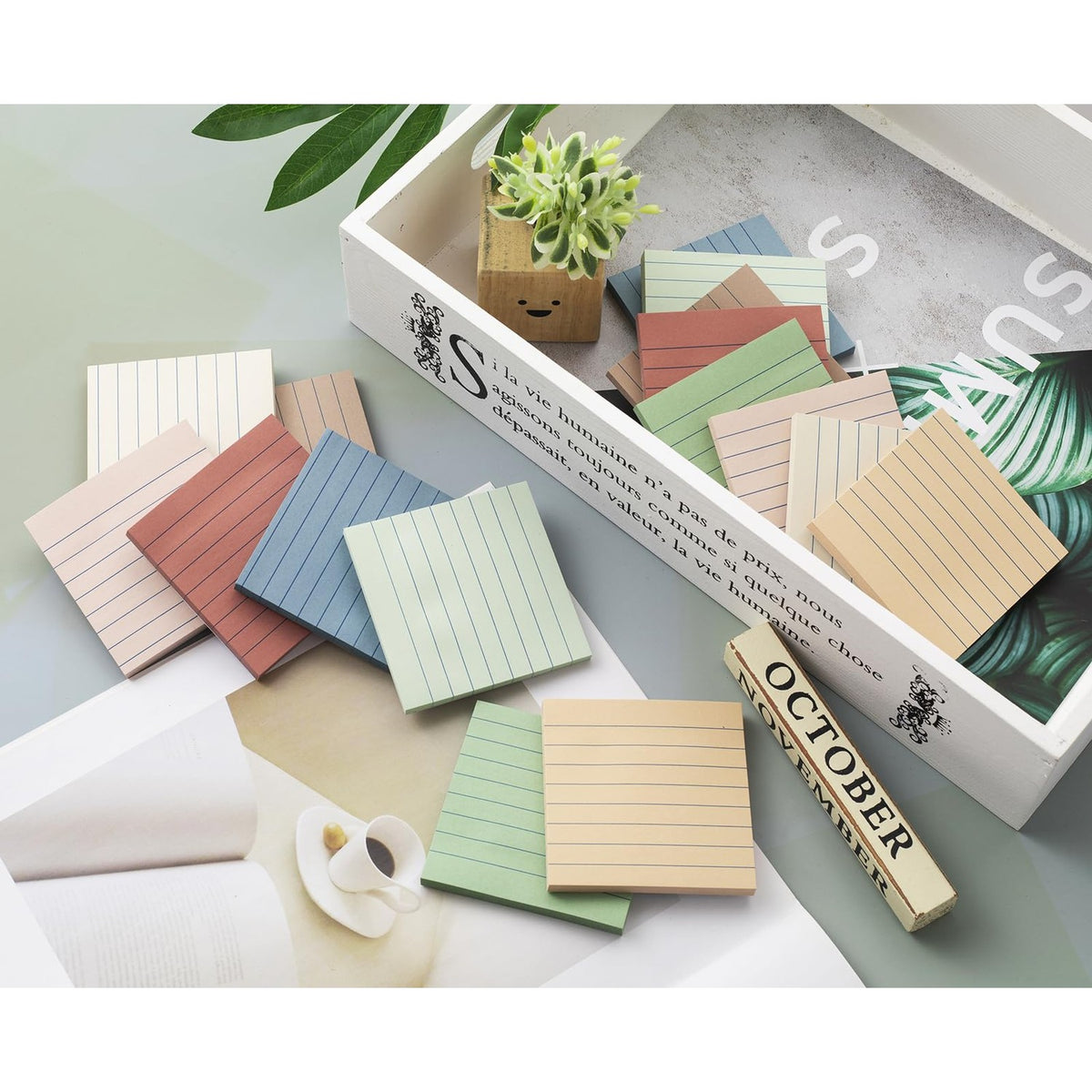 Lined Sticky Notes in vintage colors ideal for organization and reminders. Perfect for daily use, available at Curat Cart.