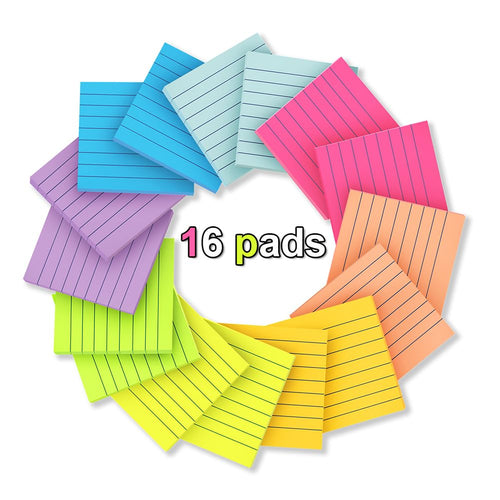 Lined Sticky Notes in bright colors, featuring 16 pads for effective organization. 100% Authentic and available at Curat Cart in India.