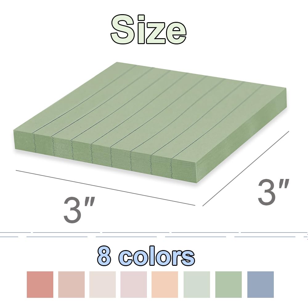 Discover premium lined sticky notes in vintage colors, 3" x 3", perfect for organization. Available at Curat Cart.