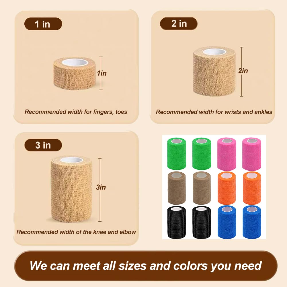 Self adhesive bandage wraps in various sizes and colors, specially curated by Curat Cart for versatile support and comfort.