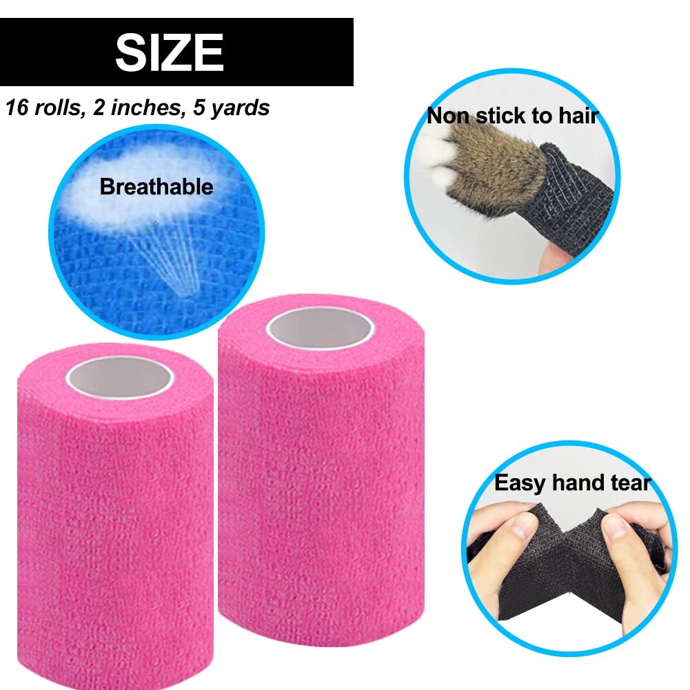 High-quality self-adhesive bandage wrap in pink, breathable material; easy hand tear. Available at Curat Cart.