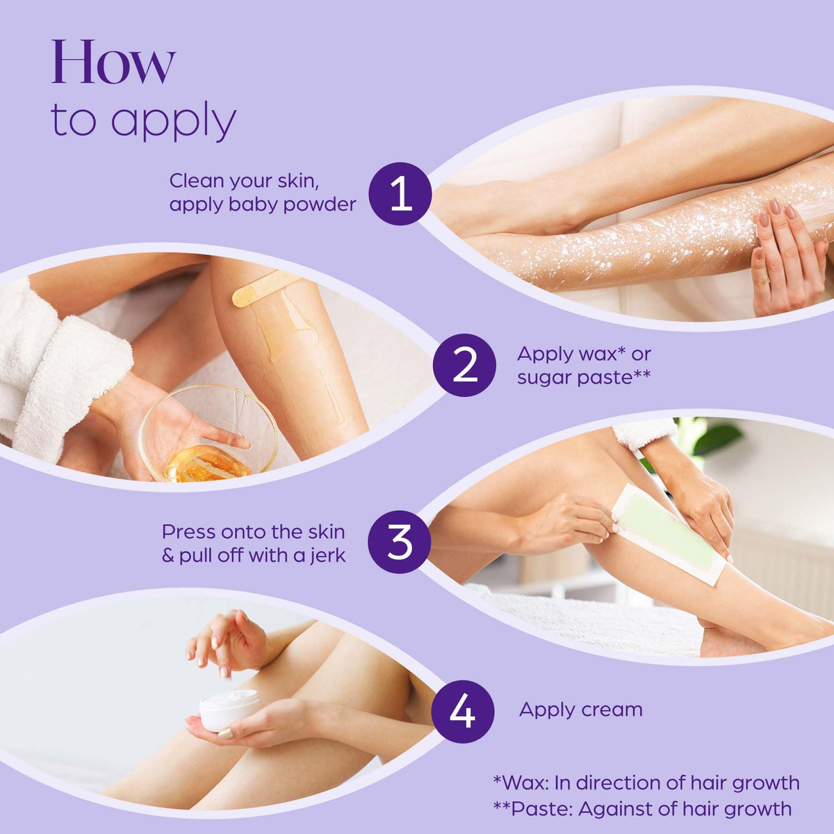Step-by-step guide for using wax strips for hair removal. Verified by CuratCart for quality assurance.