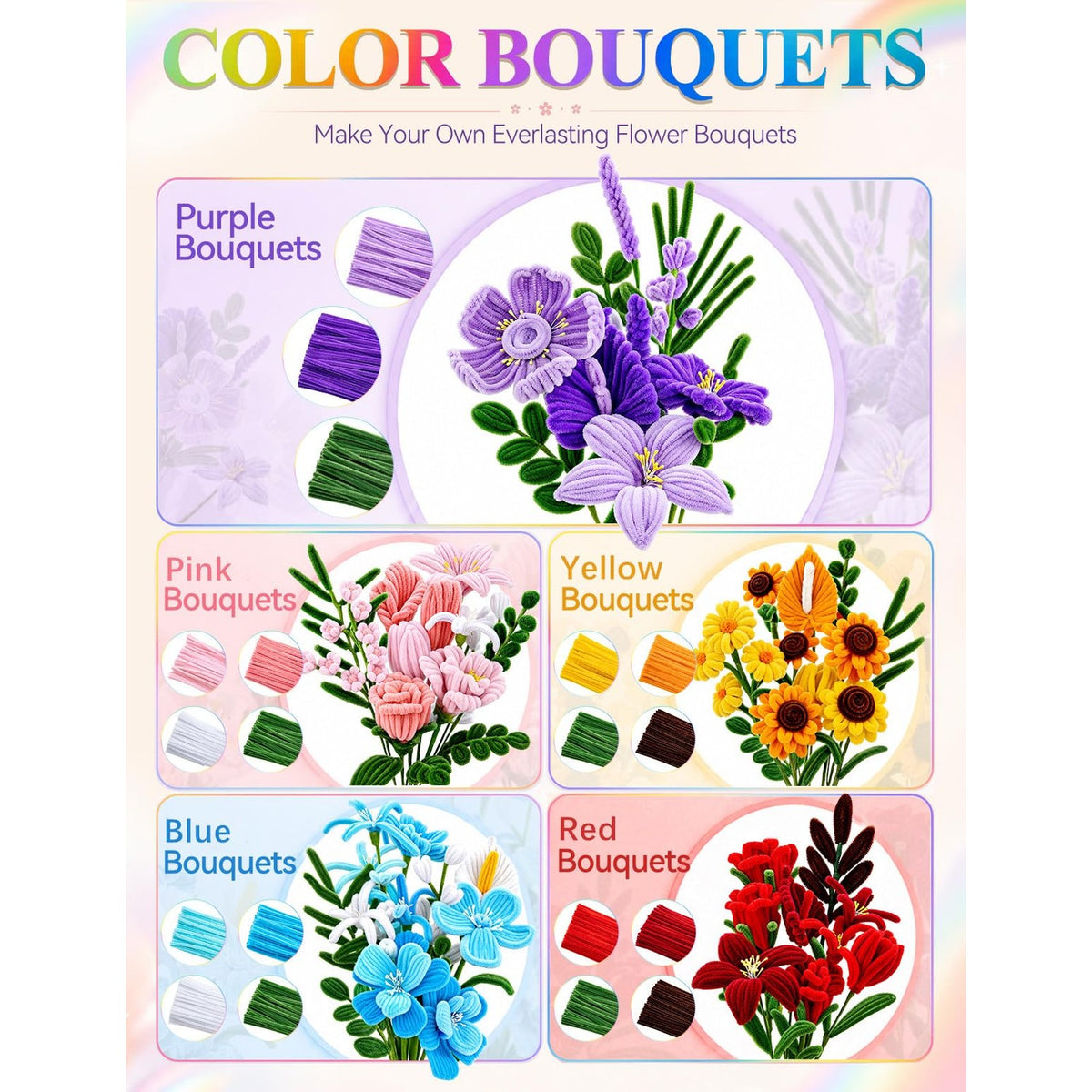 Vibrant pipe cleaners in assorted colors, perfect for crafting projects. Available at Curat Cart with premium quality materials.