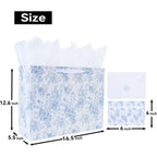 Extra Large Blue Floral Gift Bag, 100% Authentic and available at Curat Cart for all your gifting needs in India.