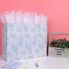 Extra Large Blue Floral Gift Bag, ideal for special occasions. Elevate your gifting with Curat Cart's premium selection.