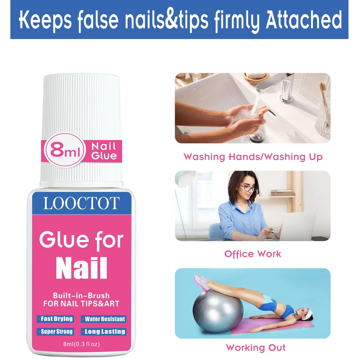 Super Strong Nail Glue enhances your nail routine with a built-in brush. Perfect for daily use. Available at Curat Cart.
