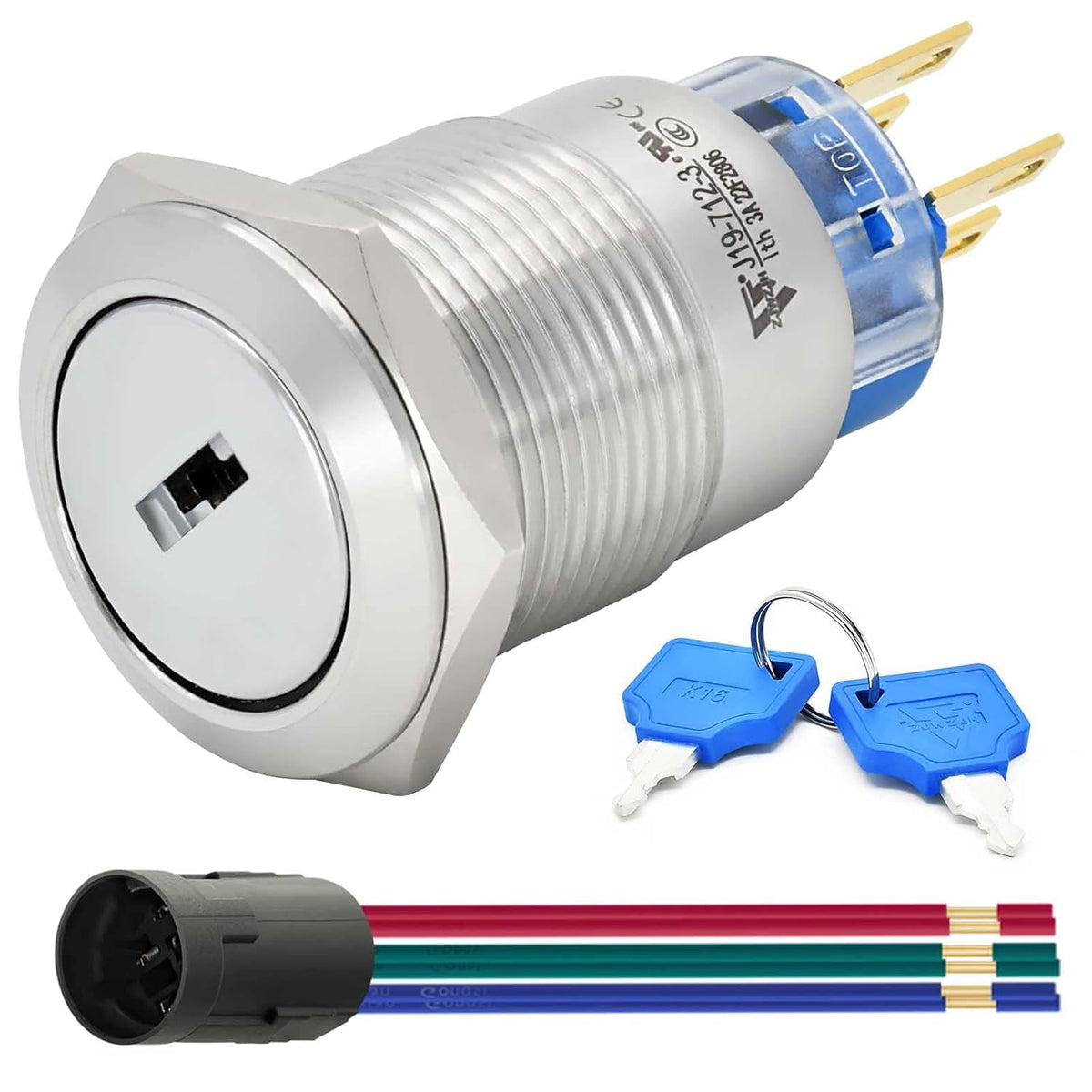Durable 3 position rotary key switch with keys and wiring harness. Trusted by CuratCart for quality and reliability.