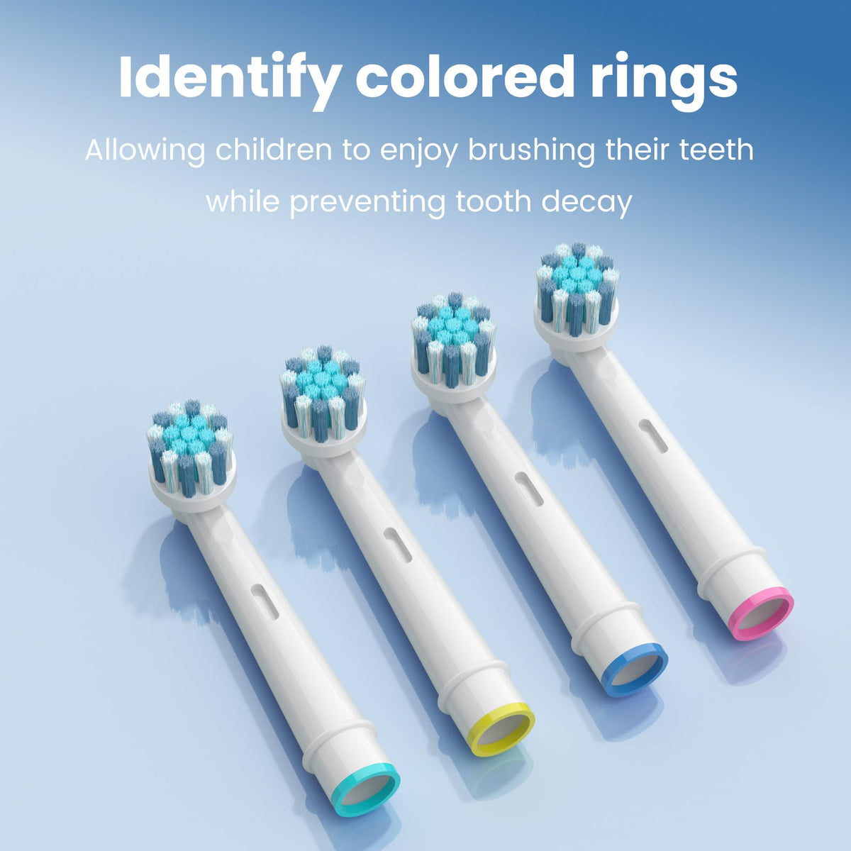 Braun Oral B Kids Toothbrush Heads feature colorful rings, perfect for daily use and preventing tooth decay. Available at Curat Cart.
