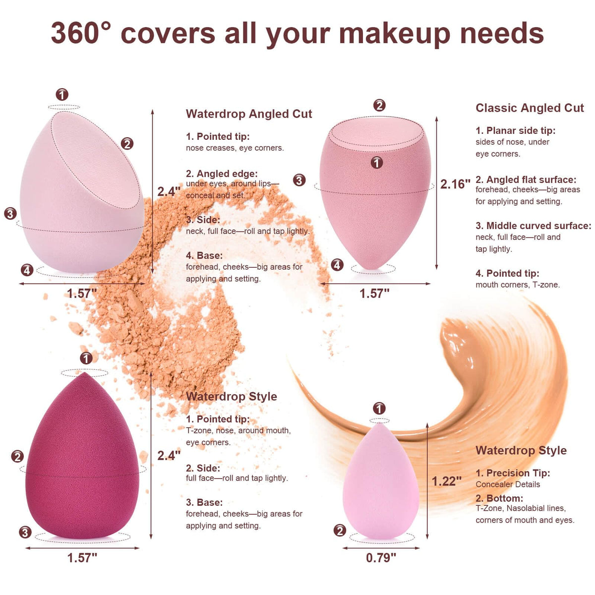 High-quality Makeup Sponge Set Beauty Blender in official packaging, perfect for effortless makeup application. Available at Curat Cart.