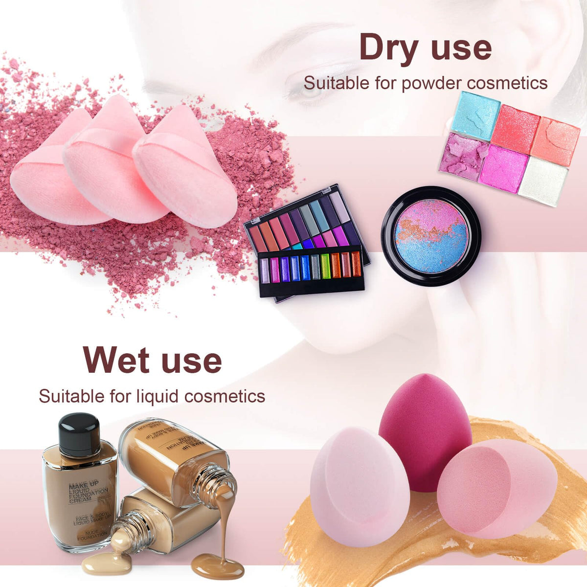 Makeup Sponge Set Beauty Blender ideal for dry and wet use, enhancing your makeup routine. Available at Curat Cart.
