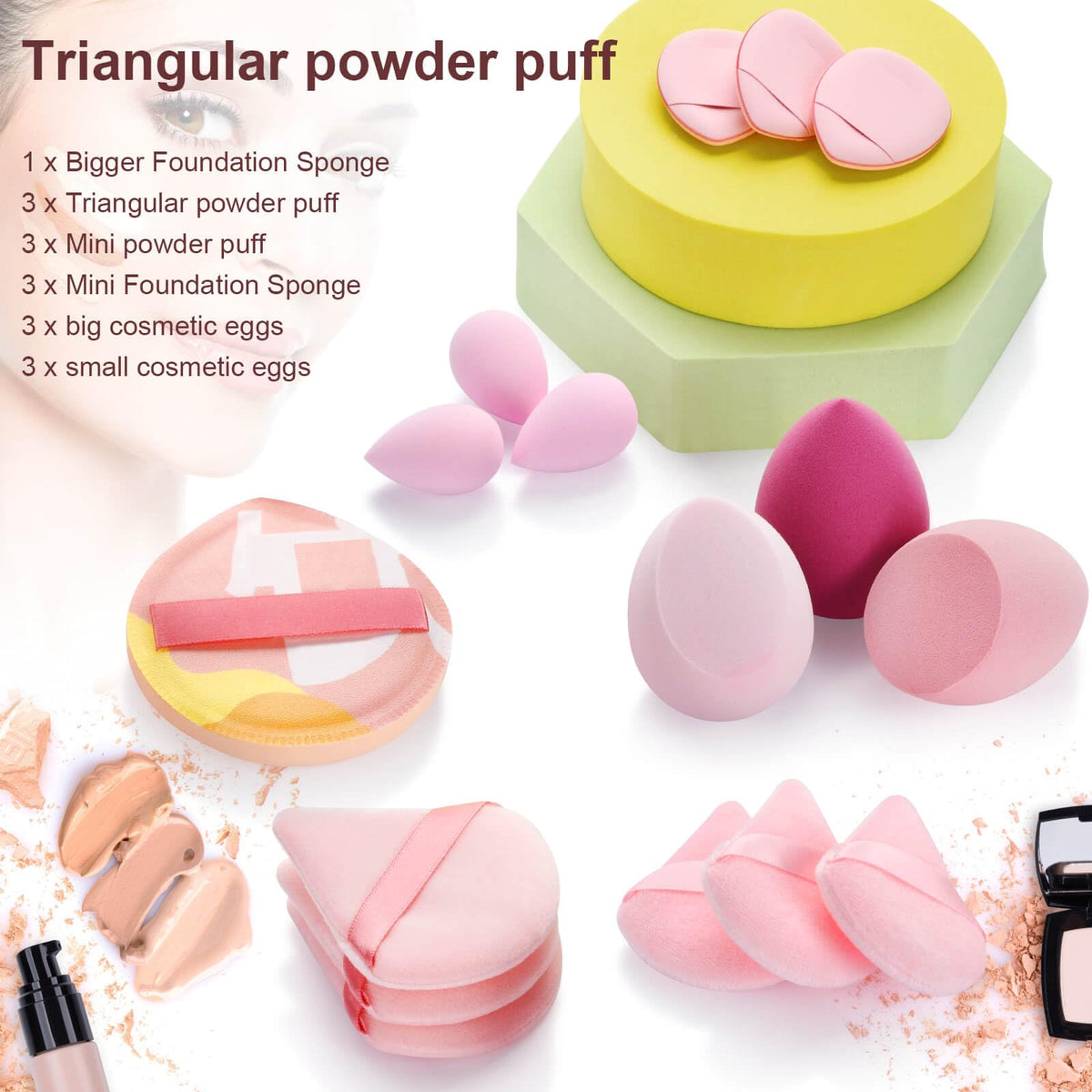 Versatile Makeup Sponge Set Beauty Blender, 100% Authentic, available at Curat Cart in India for flawless application.