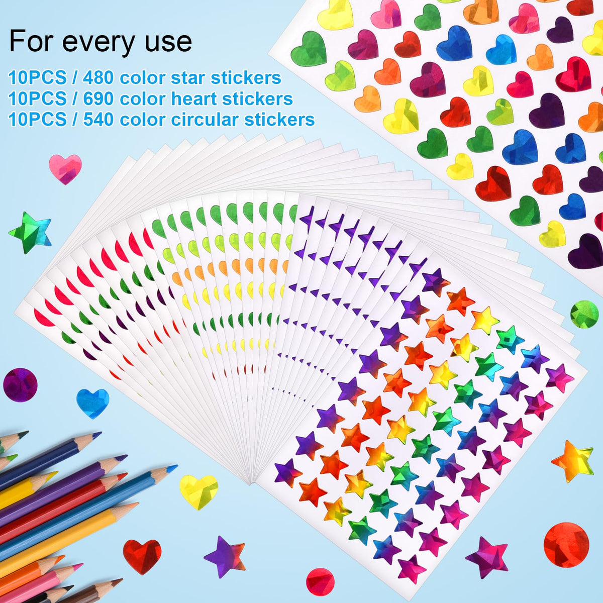 Vibrant star stickers for kids, featuring high-quality finish in official packaging from Curat Cart, perfect for rewards and crafts.