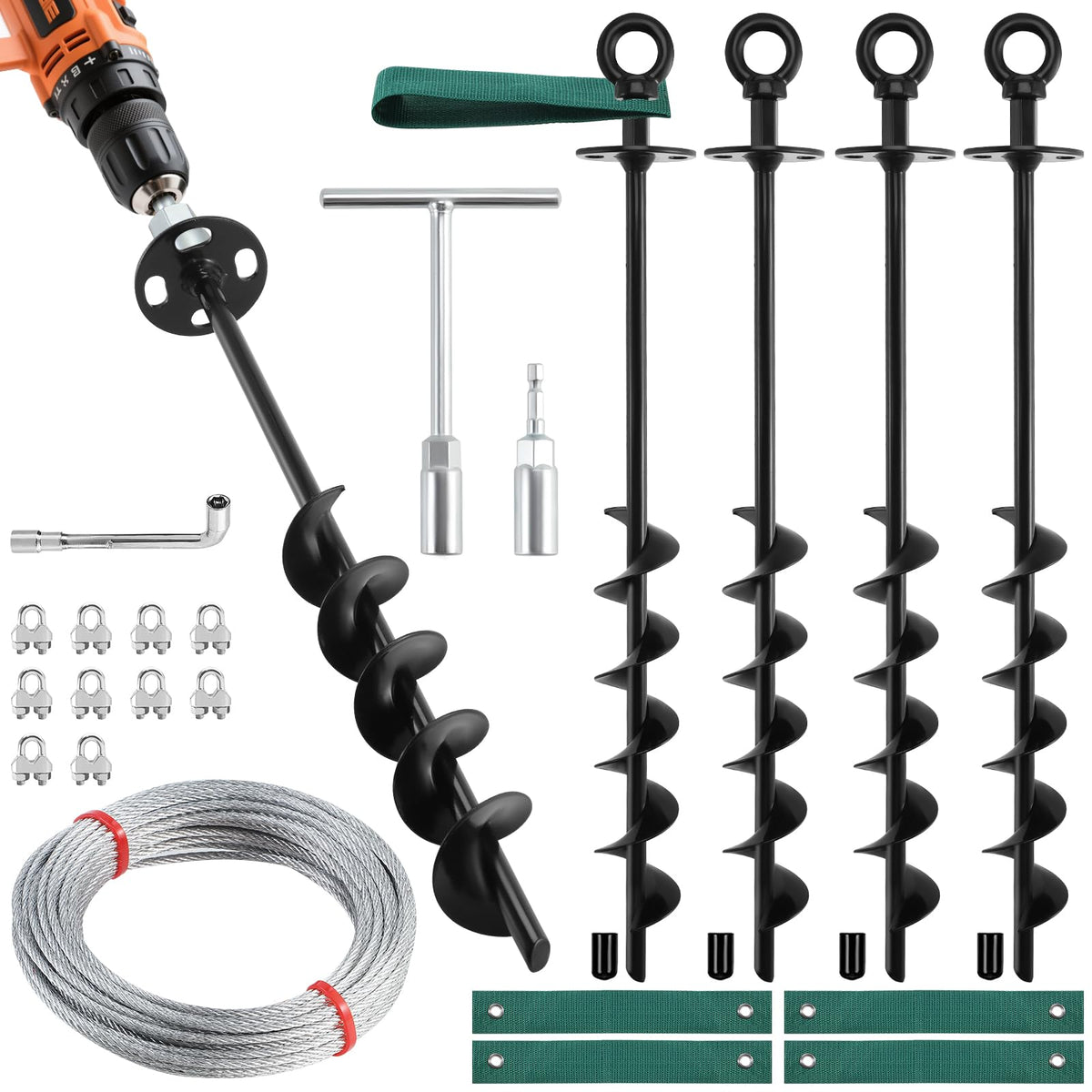 Premium imported Heavy Duty Ground Anchors Kit from Curat Cart, featuring durable screws and accessories for secure anchoring.