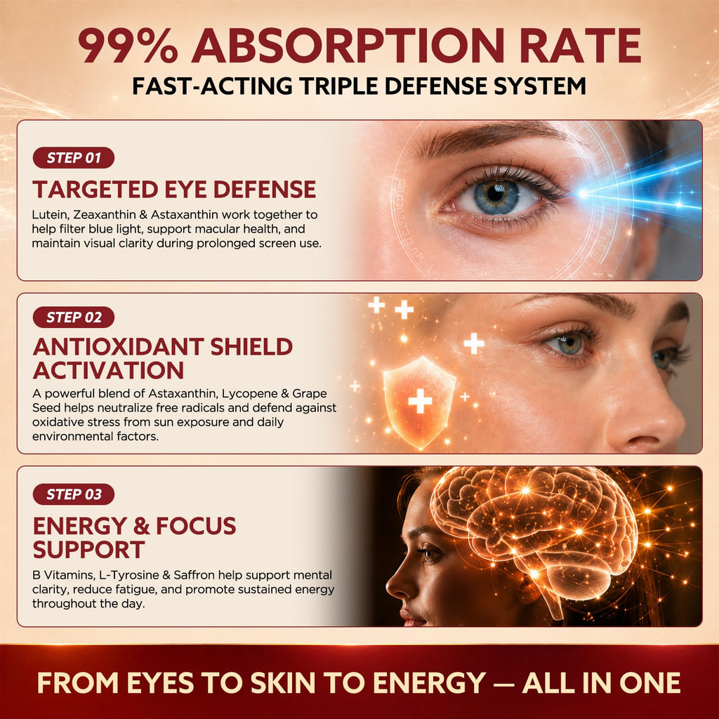 Discover premium imported Astaxanthin, Lutein, and Zeaxanthin supplements at Curat Cart for enhanced eye defense and energy support.