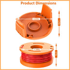 Worx Replacement Spool in official packaging with precise dimensions, ensuring high quality for efficient lawn care. Available at Curat Cart.