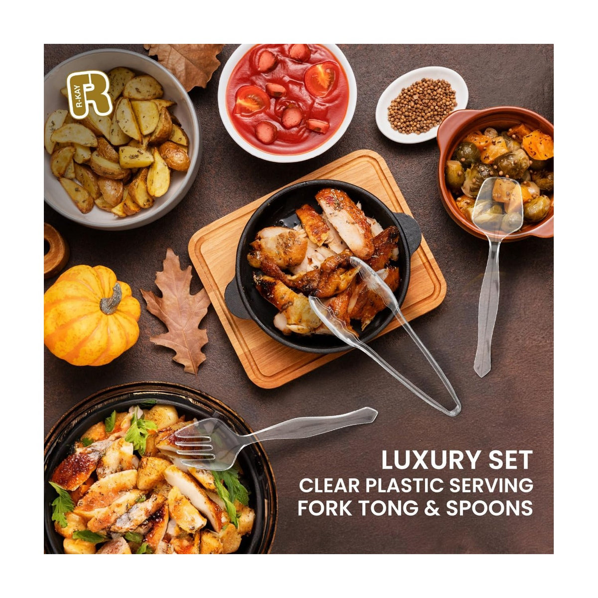 Elevate your dining experience with the luxury Clear Plastic Serving Utensils Set, specially curated by Curat Cart for stylish serving.