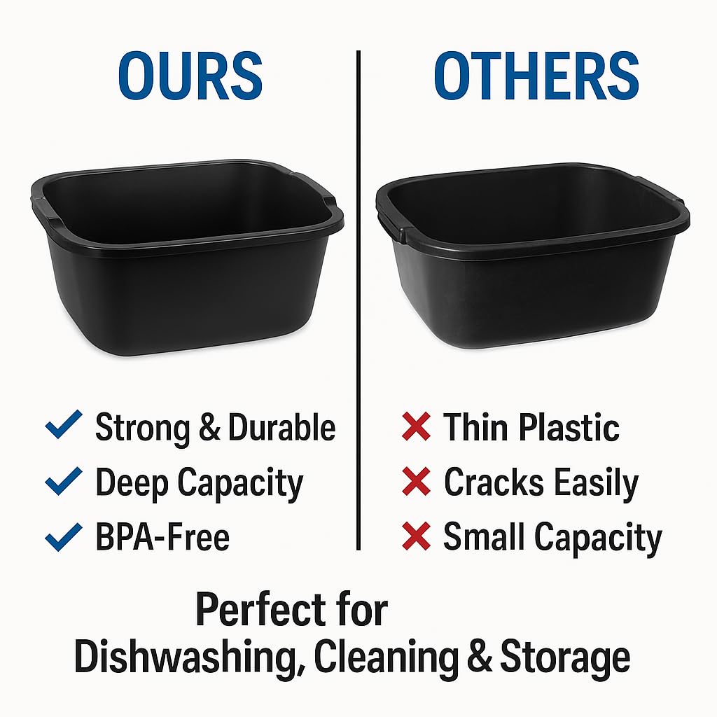 Upgrade your cleaning routine with this durable Plastic Dishpan Wash Basin Tub from Curat Cart, perfect for dishwashing and storage.