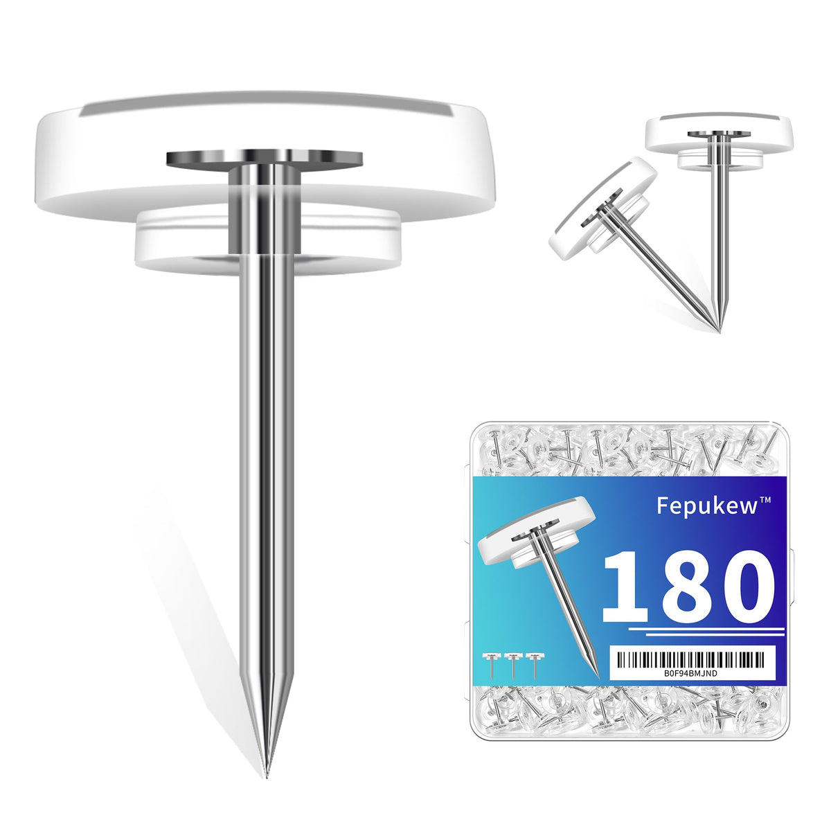 Premium imported clear thumb tacks, heavy-duty and durable, perfect for all your pinning needs. Available at Curat Cart.