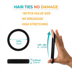 High-quality Black Hair Ties No Damage, 180 pcs, available in India at Curat Cart. 100% Authentic for ultimate hair protection.