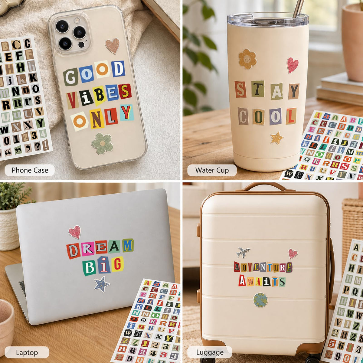 Decorate your items with Scrapbook Letter Stickers Alphabet, specially curated by Curat Cart for unique personalization.
