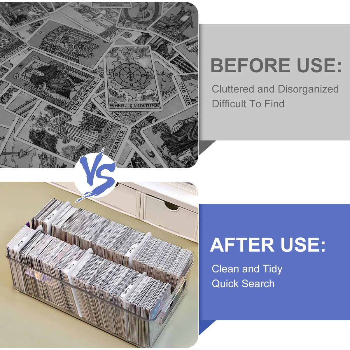 Transform your trading card storage with premium dividers for a clean and tidy setup. Available at Curat Cart.