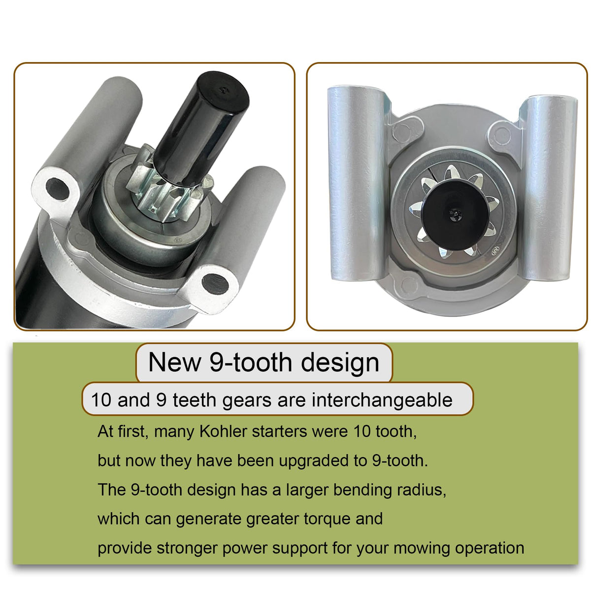 Discover the upgraded Kohler Starter 7000 Series mowers with a new 9-tooth design for enhanced torque. Perfect for efficient mowing. Available at Curat Cart.