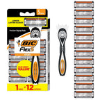 BIC Flex 5 Men's Refillable 5-Blade Razors with 7 Cartridges | Lubricating Strip with Aloe and Vitamin E, Pivoting Head, Precision Edging Blade, 8-Piece Shaving Kit