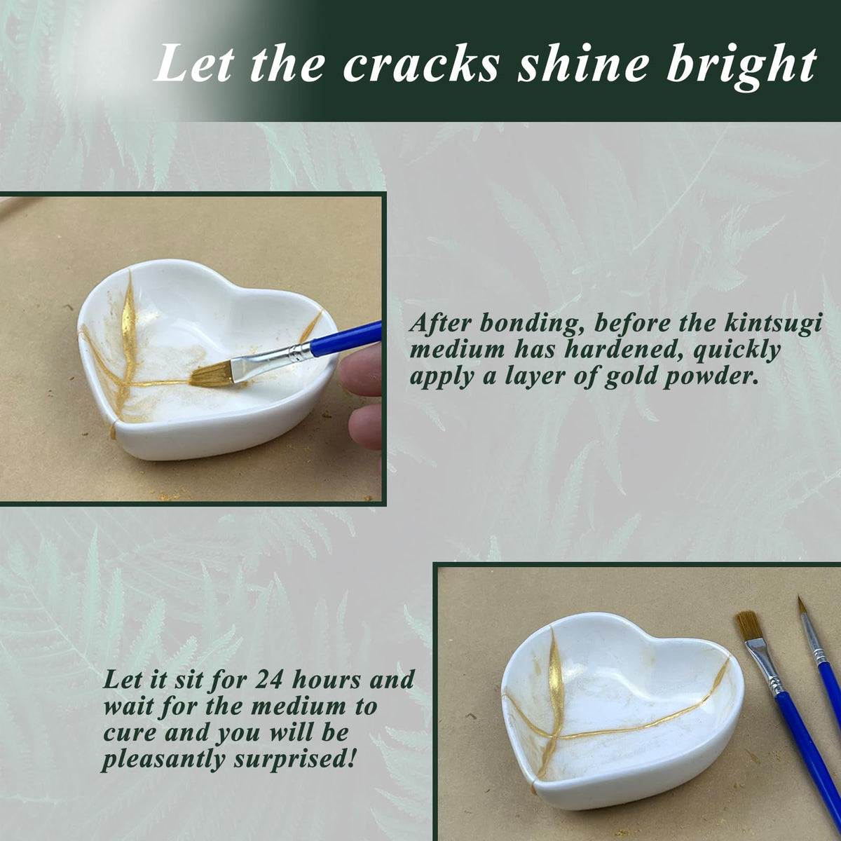 Kintsugi Repair Kit Gold showcases premium materials for artistic repair. Enhance your ceramics with Curat Cart's quality product.
