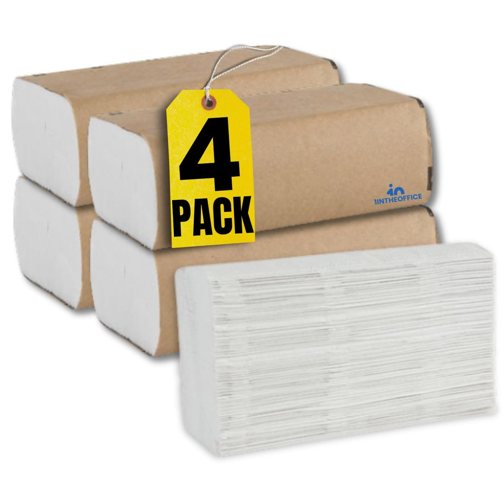 Premium imported 1InTheOffice Multifold Paper Towels, 4-pack, ideal for high-quality cleaning. Available at Curat Cart.