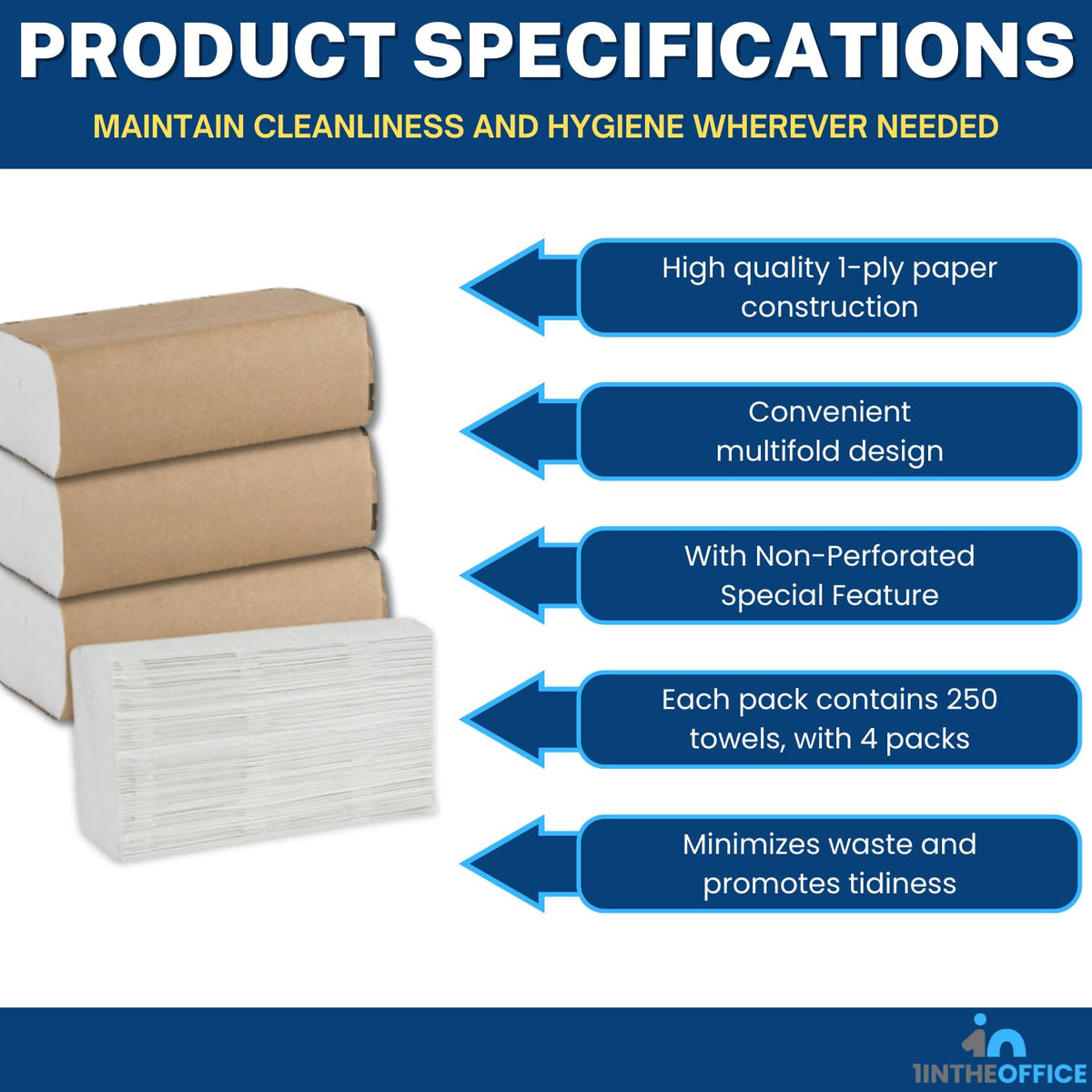 Premium imported 1InTheOffice Multifold Paper Towels offer high-quality, convenient cleaning solutions at Curat Cart. Perfect for hygiene needs.