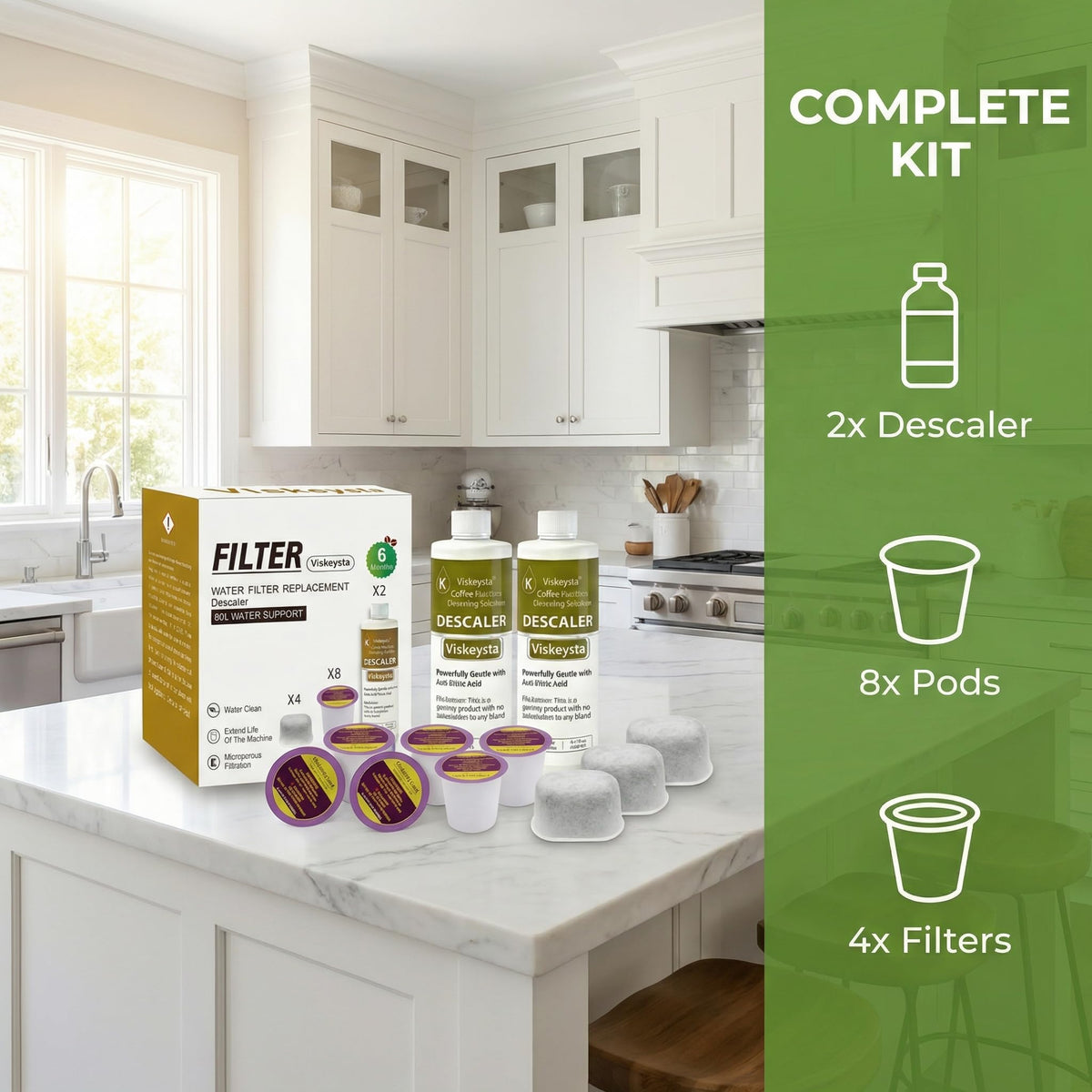 Descalers Filters Cleaning Pods kit for effective maintenance. Perfect for daily use. Available at Curat Cart.