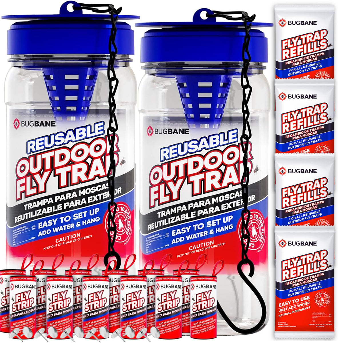 Premium imported outdoor fly trap with bait refills, easy to set up, available at Curat Cart. Keep your space fly-free.