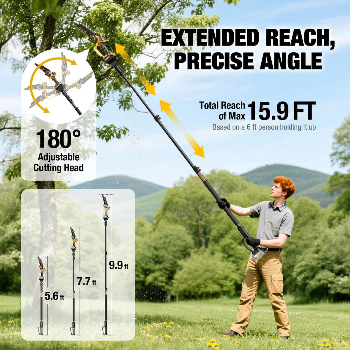 Experience precision cutting with the DeWALT Cordless Pole Saw Chainsaw, specially curated by Curat Cart for exclusive quality.