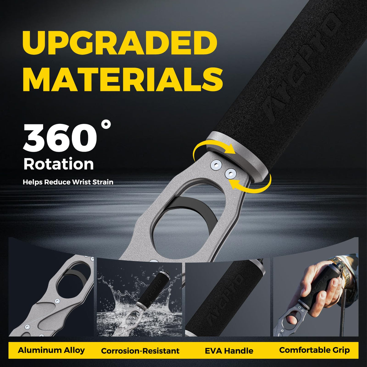 Premium Fish Lip Gripper with Scale featuring upgraded aluminum alloy and comfortable EVA handle. Available at Curat Cart.