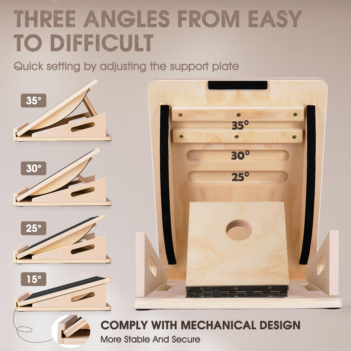 Professional Wooden Balance Board with adjustable angles for stability and performance, available at Curat Cart. High-quality design.