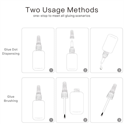 Nail Glue with Brush Applicator showcases two usage methods for versatile application. 100% Authentic, available at Curat Cart in India.