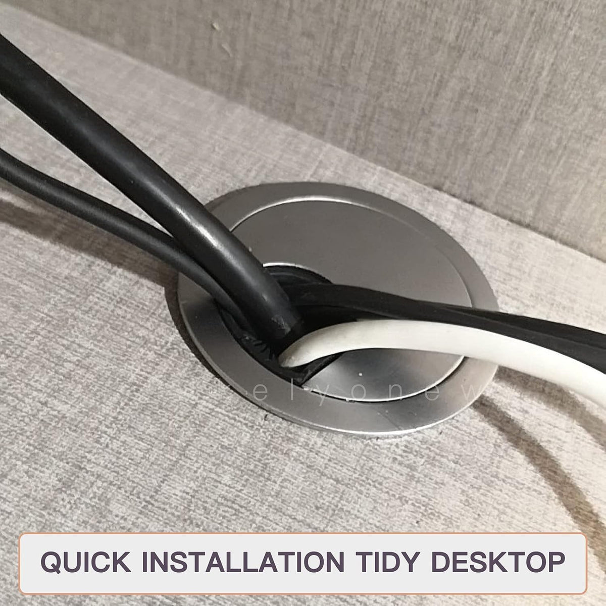 Metal desk grommet cover for neat cable management. Trusted by CuratCart for quality and easy installation.