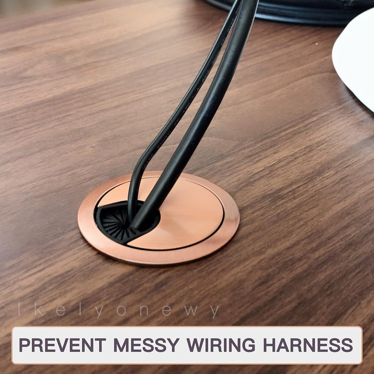 Premium imported metal desk grommet cover, ideal for keeping wires organized and preventing clutter.