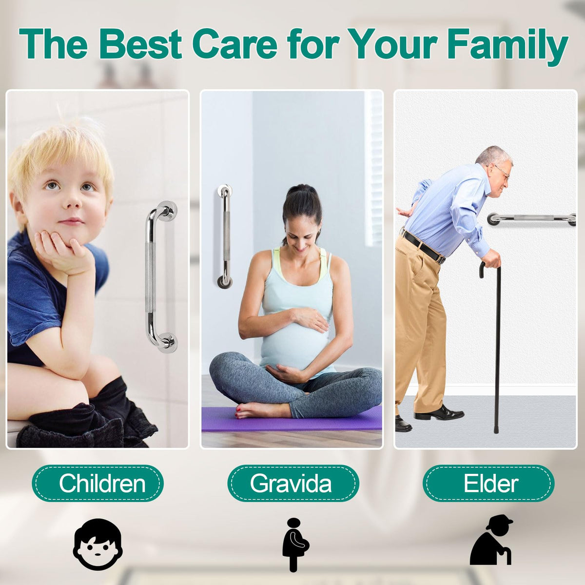 Safety grab bars for bathroom offer support for children, pregnant women, and the elderly. Upgrade safety at home with Curat Cart.