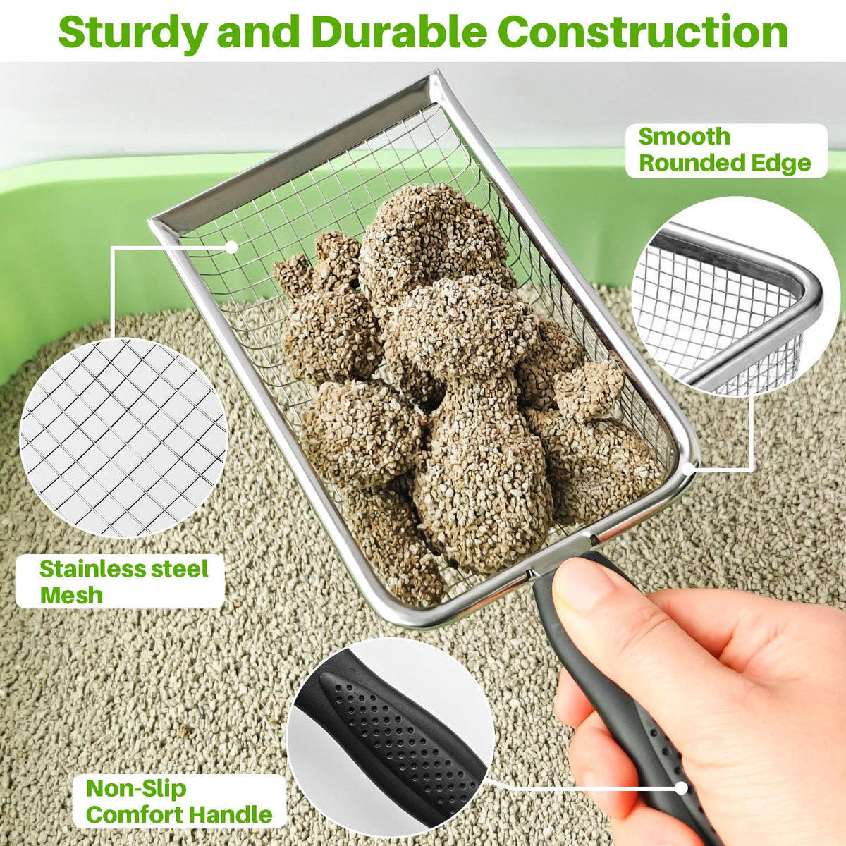 Premium Cat Litter Scoop Stainless Steel, 100% Authentic, available at Curat Cart, ensuring durability and comfort for cat owners.