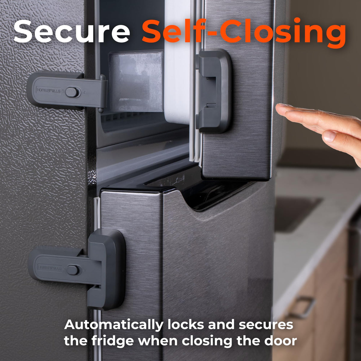 Child Proof Fridge Lock from Curat Cart ensures safety by automatically locking the fridge door, featuring high-quality material for durability.