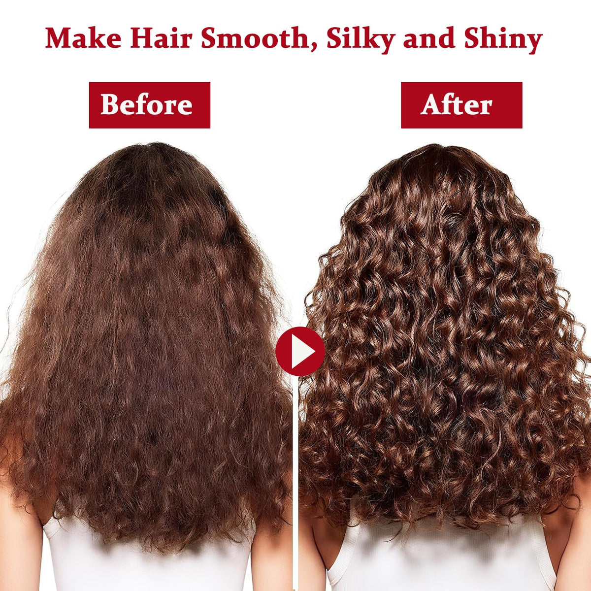 Experience the magic of our Collagen Hair Mask & Keratin Treatment with stunning before and after results. Get silky, shiny hair!
