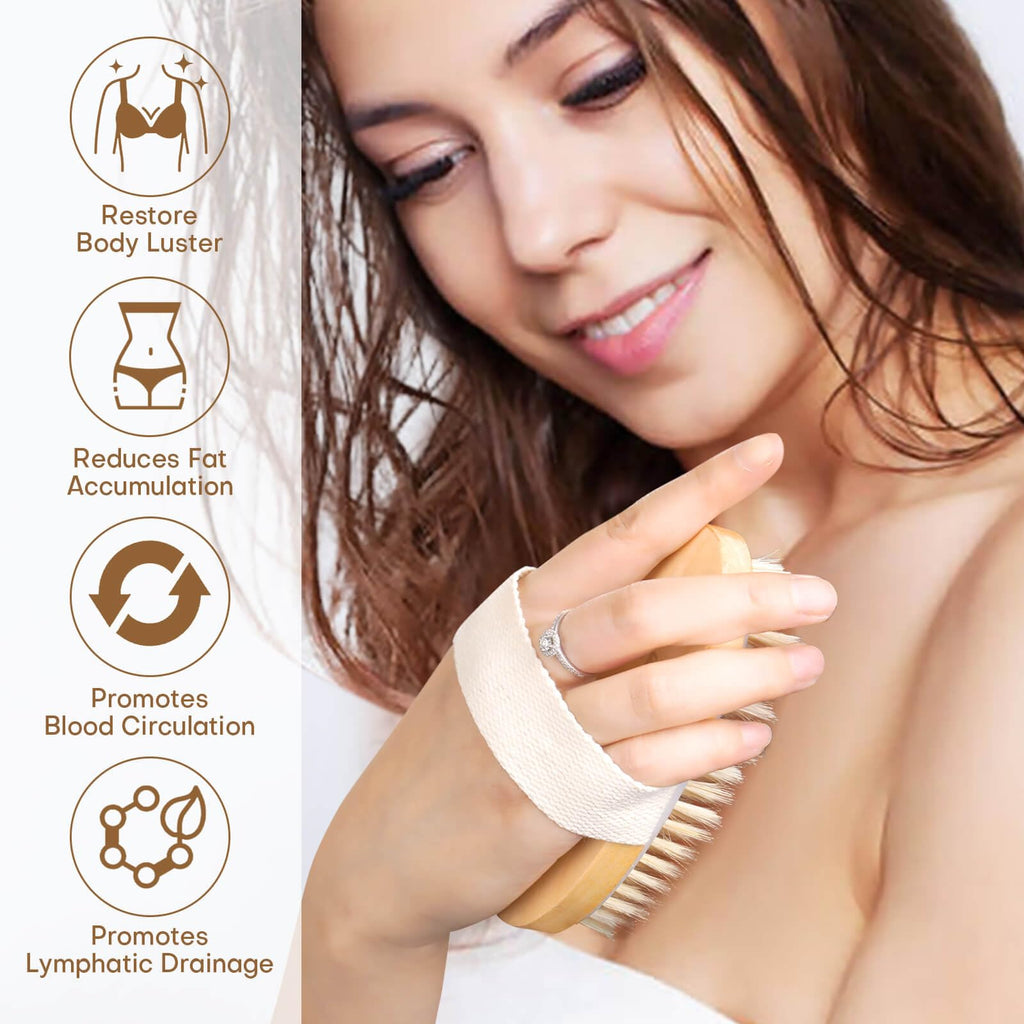 2 pack of natural dry brushing body brushes. Promotes lymphatic drainage and blood circulation. Verified by CuratCart.