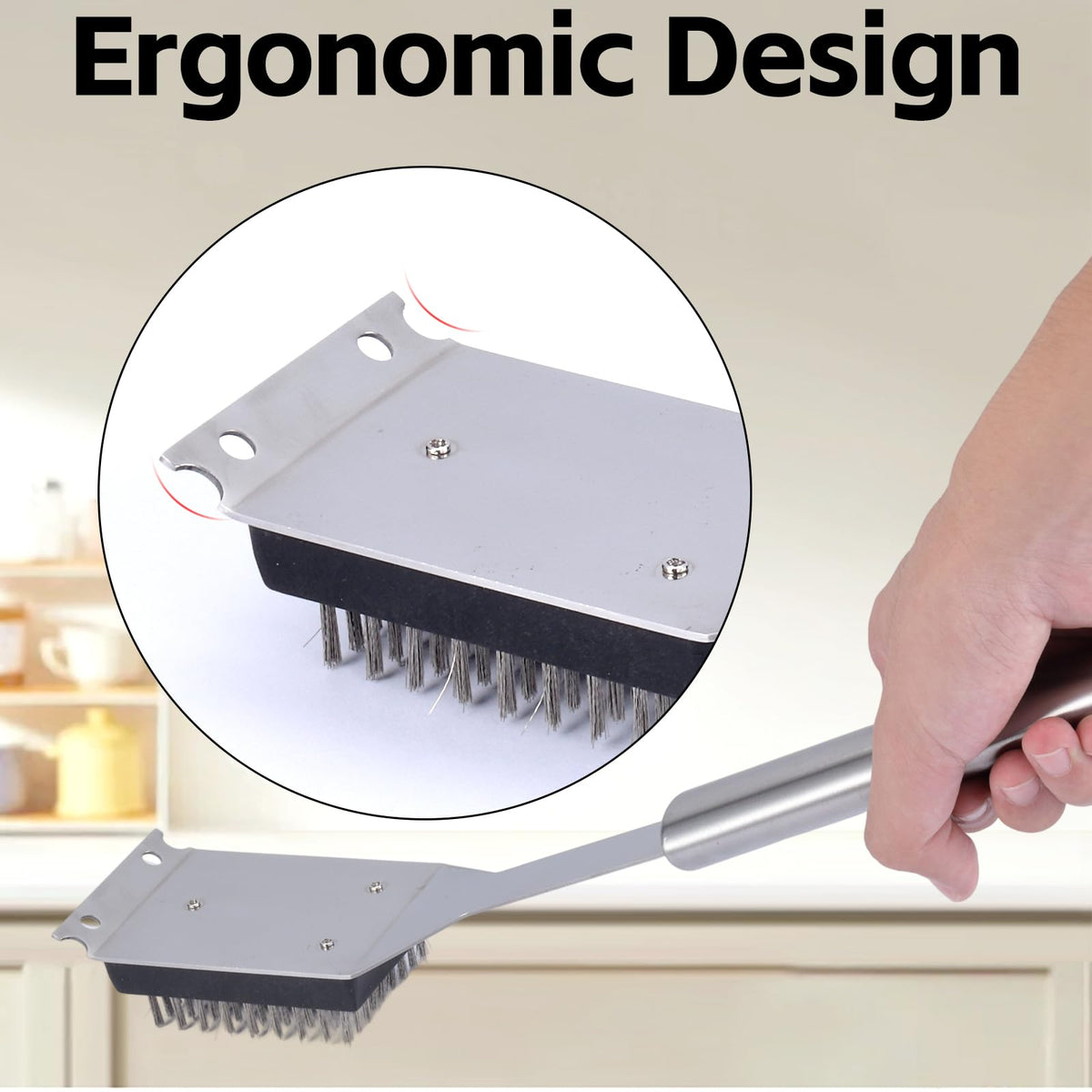 High-quality grill brush and scraper with ergonomic design, perfect for effective cleaning. Available at Curat Cart.