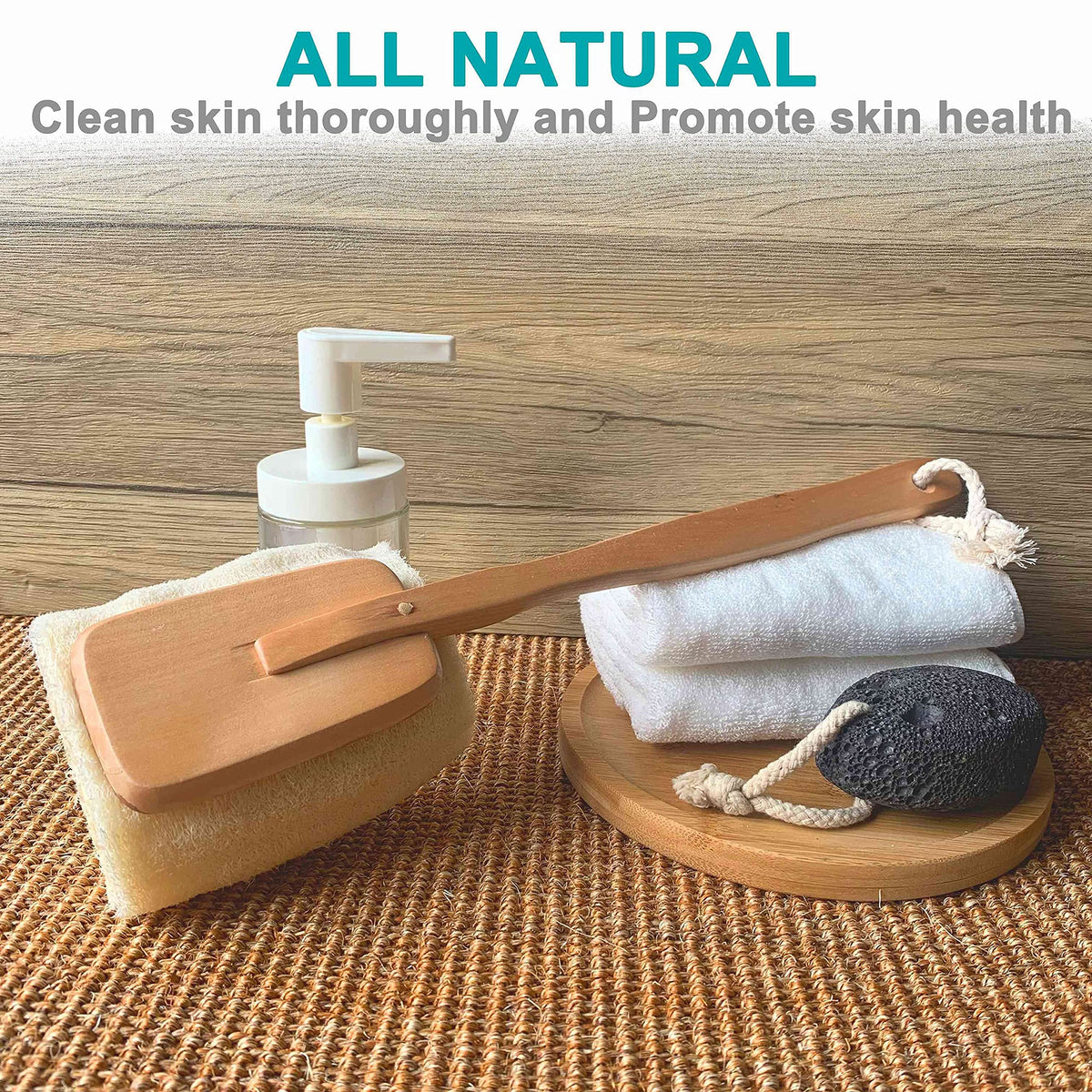Natural Exfoliating Loofah Bath Brush enhances your skincare routine. Perfect for daily use to promote skin health. Available at Curat Cart.